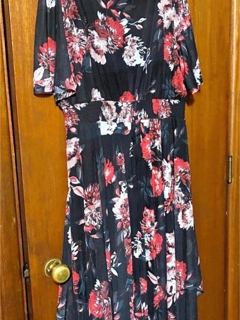 Maurice’s Floral Maxi Dress in Black & Red XL Like New